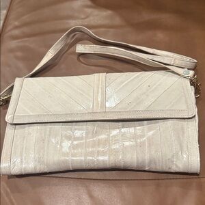 Vintage Cream Eel Skin Leather Envelope Style Purse